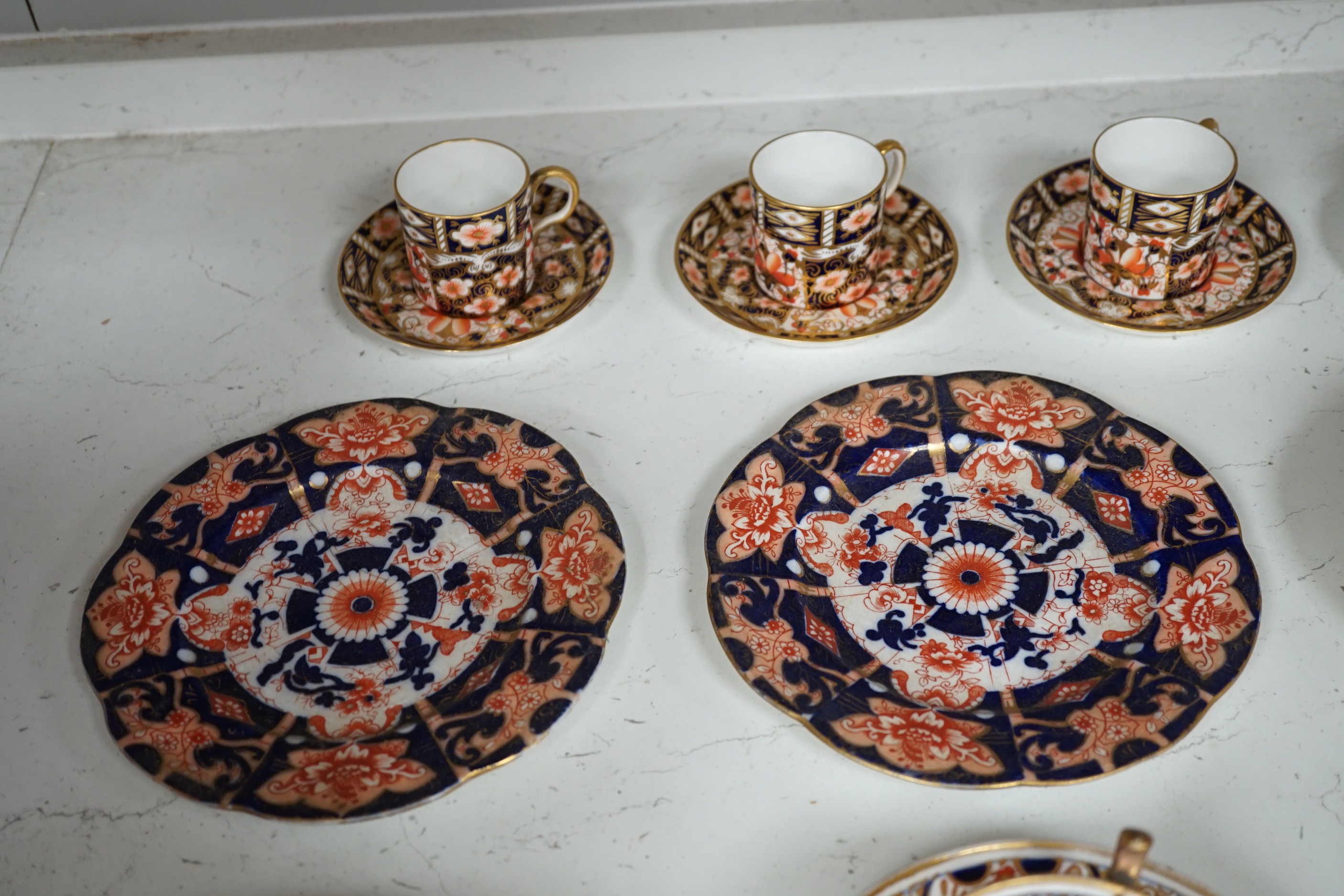 Derby and Royal Crown Derby Imari pattern coffee and tea wares and other manufacturers